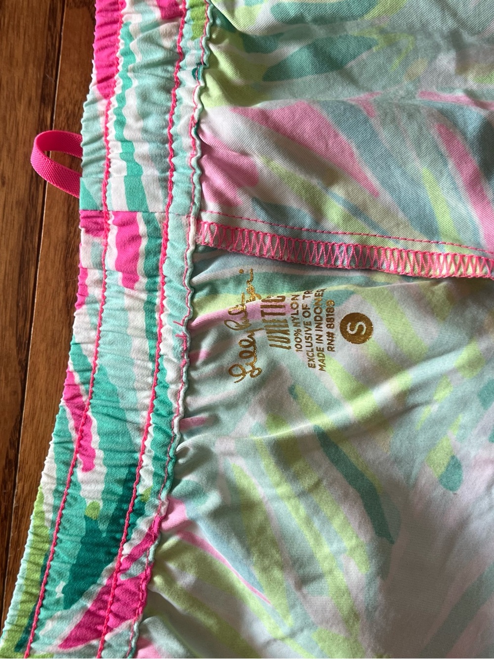 Lilly Pulitzer Neon Palm Print Drawstring Shorts - Pink, Turquoise, Lime - Picture 4 of 5